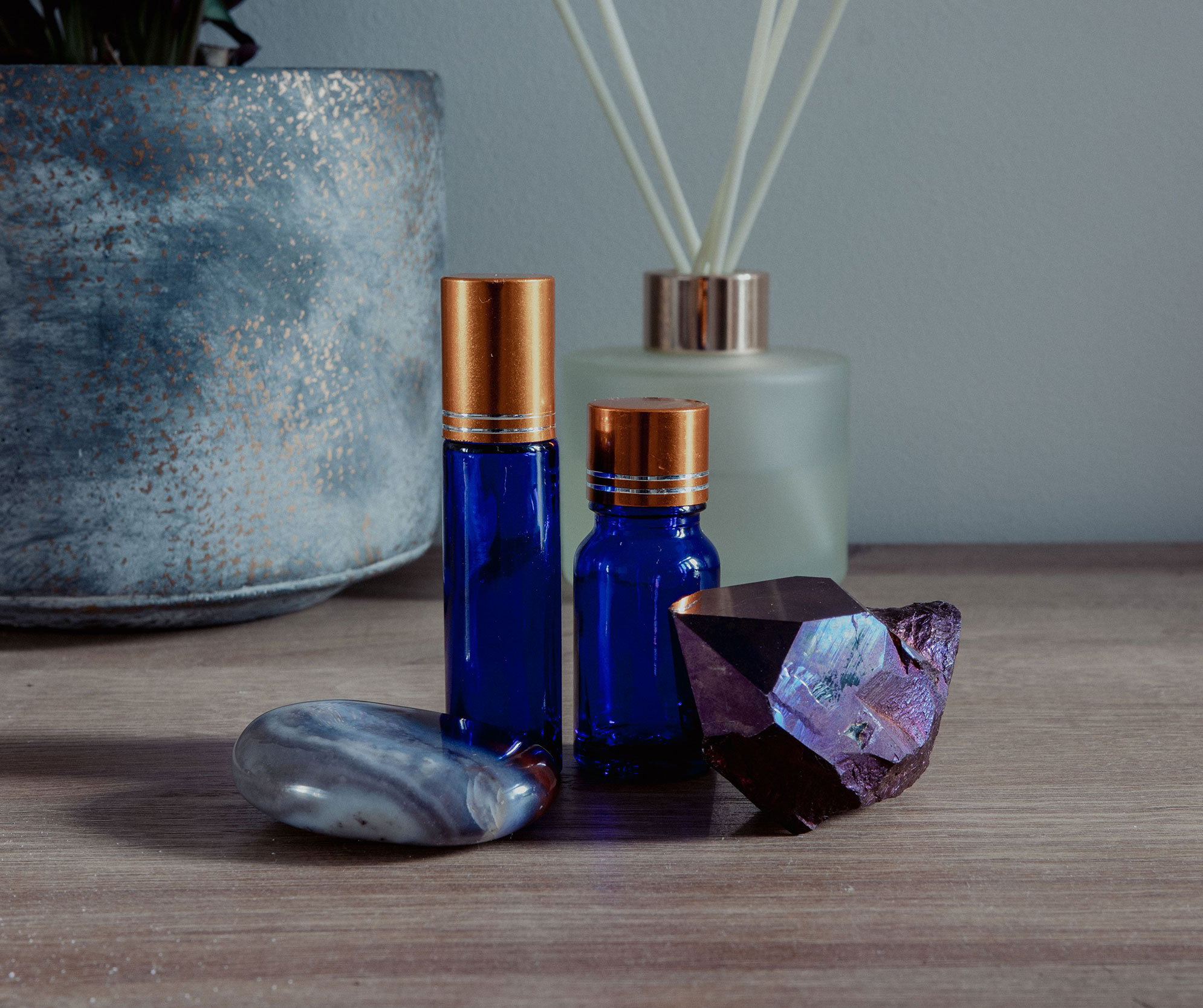essential oils and crystals